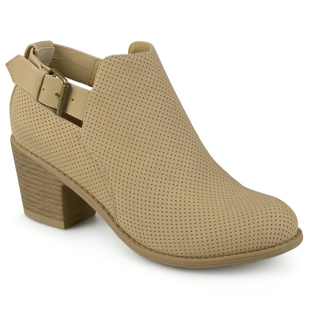 Brinley Co Womens Laser Dot Buckle Booties Ankle Boots New